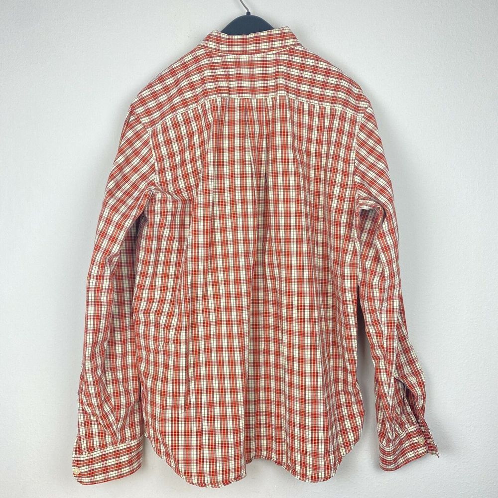 Abercrombie & Fitch Men's Large Muscle Fit Plaid Button Down Shirt Orange *Flaw - Picture 6 of 7